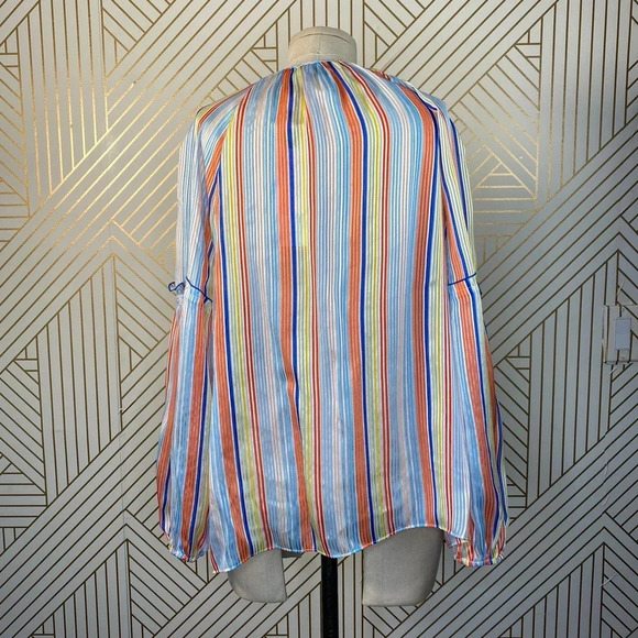 Tanya‎ Taylor Illa Silk Blouse Summer Stripe Print - Picture 8 of 12